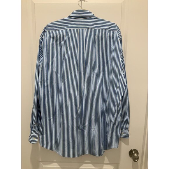 Ralph Lauren Button Down Shirt Large Blake Blue White Stripes - Picture 5 of 7
